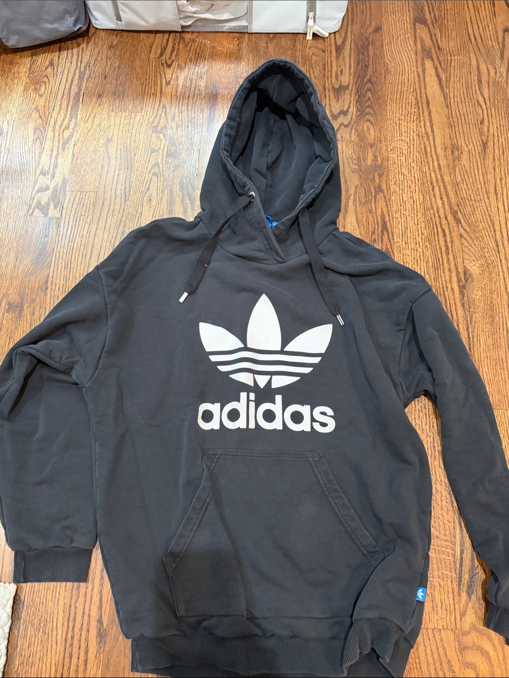 adidas Black Hoodie with White Trefoil Logo